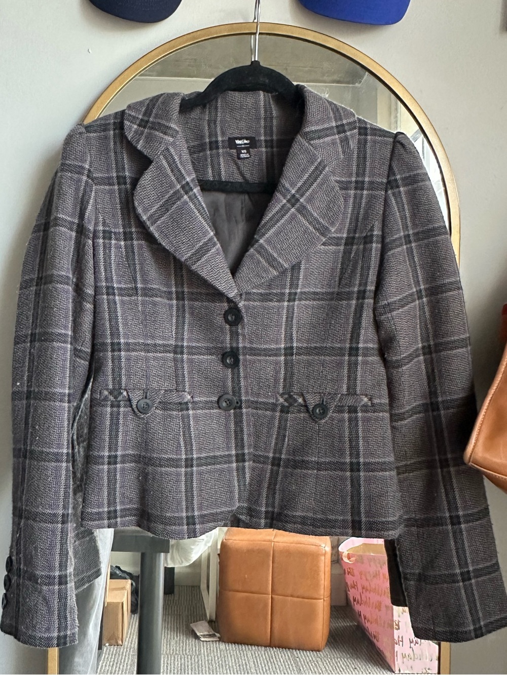 Vintage Mossimo Gray Plaid Tailored Blazer